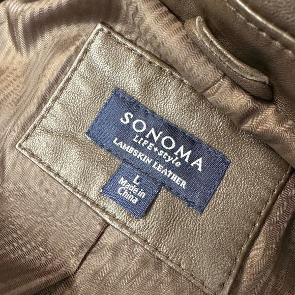 Lambskin Leather Brown Button Blazer Jacket Size Large - Picture 5 of 12